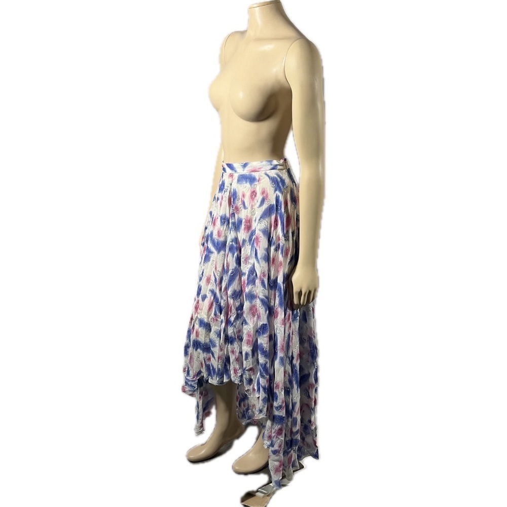 NWT Isabel Marant Namoni printed metallic fil coupé silk-blend crepon skirt